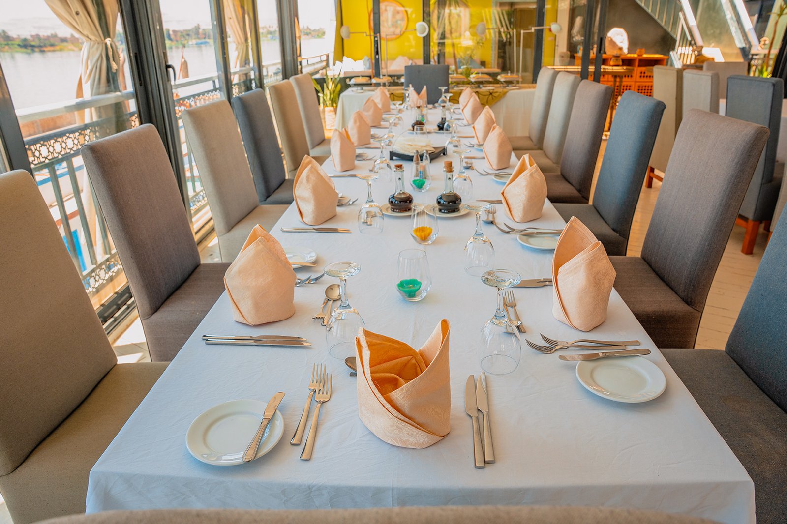 Dining aboard a VEDA dahabiya